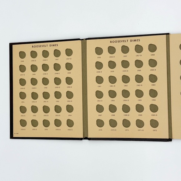 Whitman Deluxe Coin Album Roosevelt Dimes 1946 Vintage Folder Book Clean - Picture 5 of 9